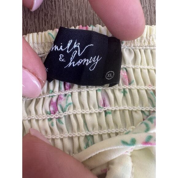 Milk and Honey Y2K Cottagecore Floral Puff Sleeve sweetheart neck boho L/XL - Picture 4 of 5